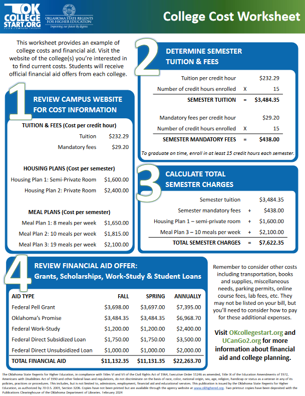 College Cost Worksheet