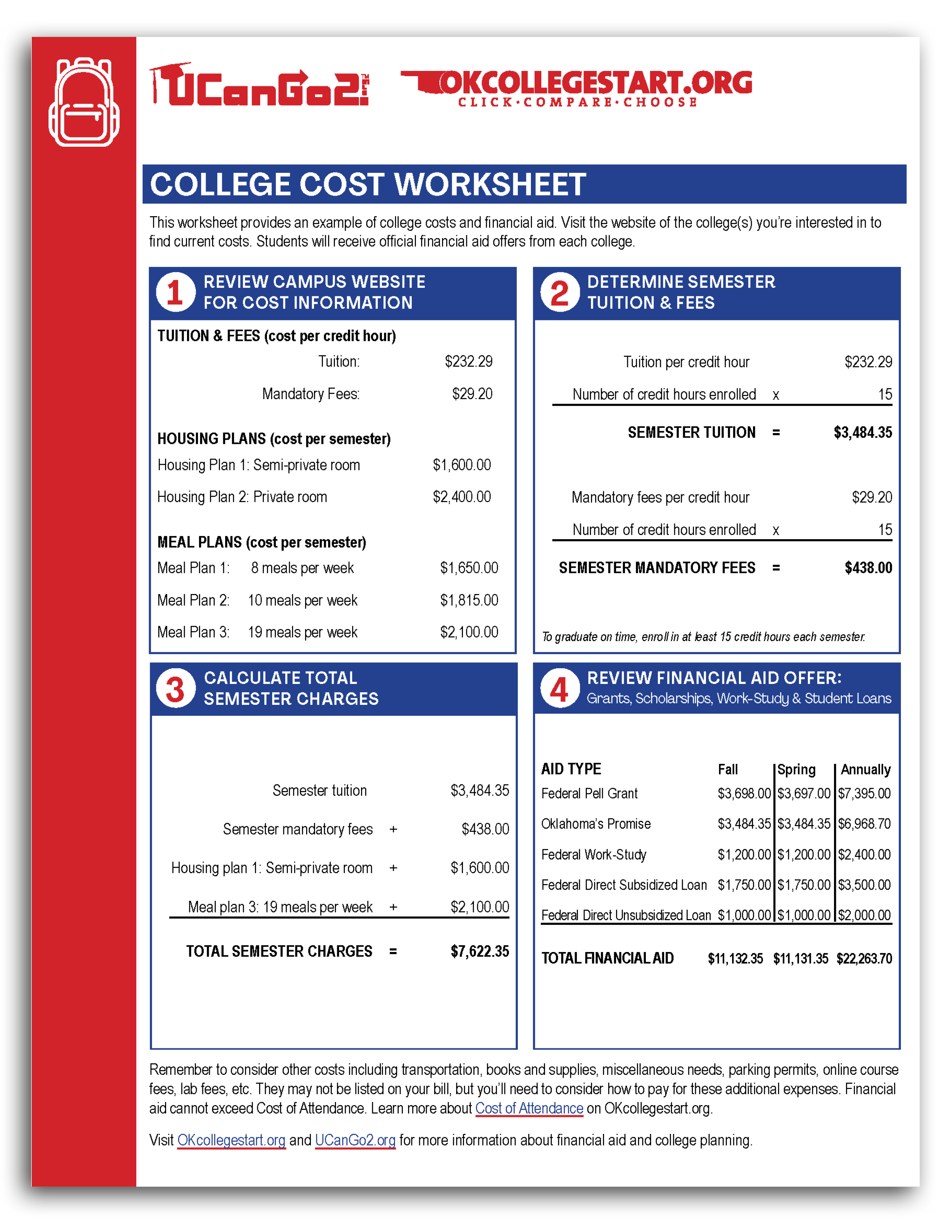 College Cost Worksheet